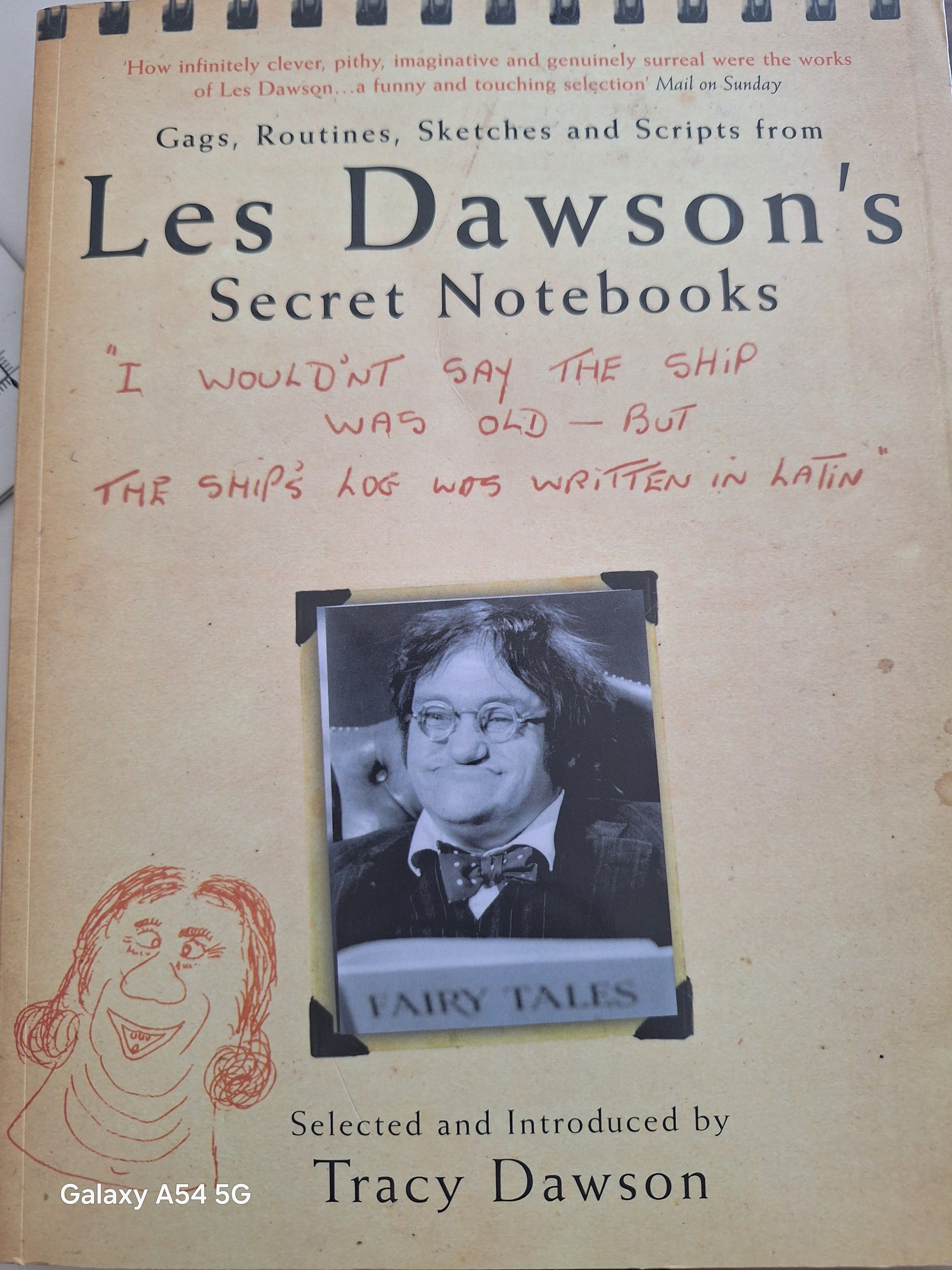 Les Dawson Secret Notebooks book featuring sketches and humorous quotes from the comedian
