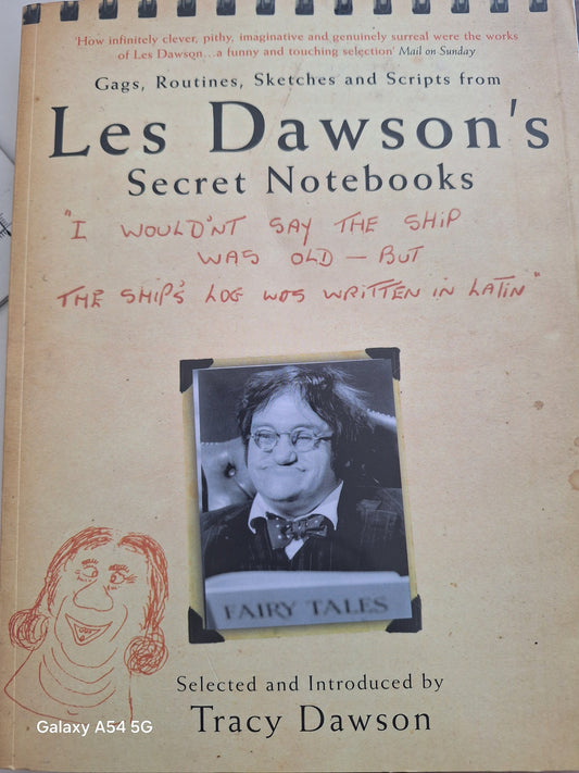 Les Dawson Secret Notebooks book featuring sketches and humorous quotes from the comedian
