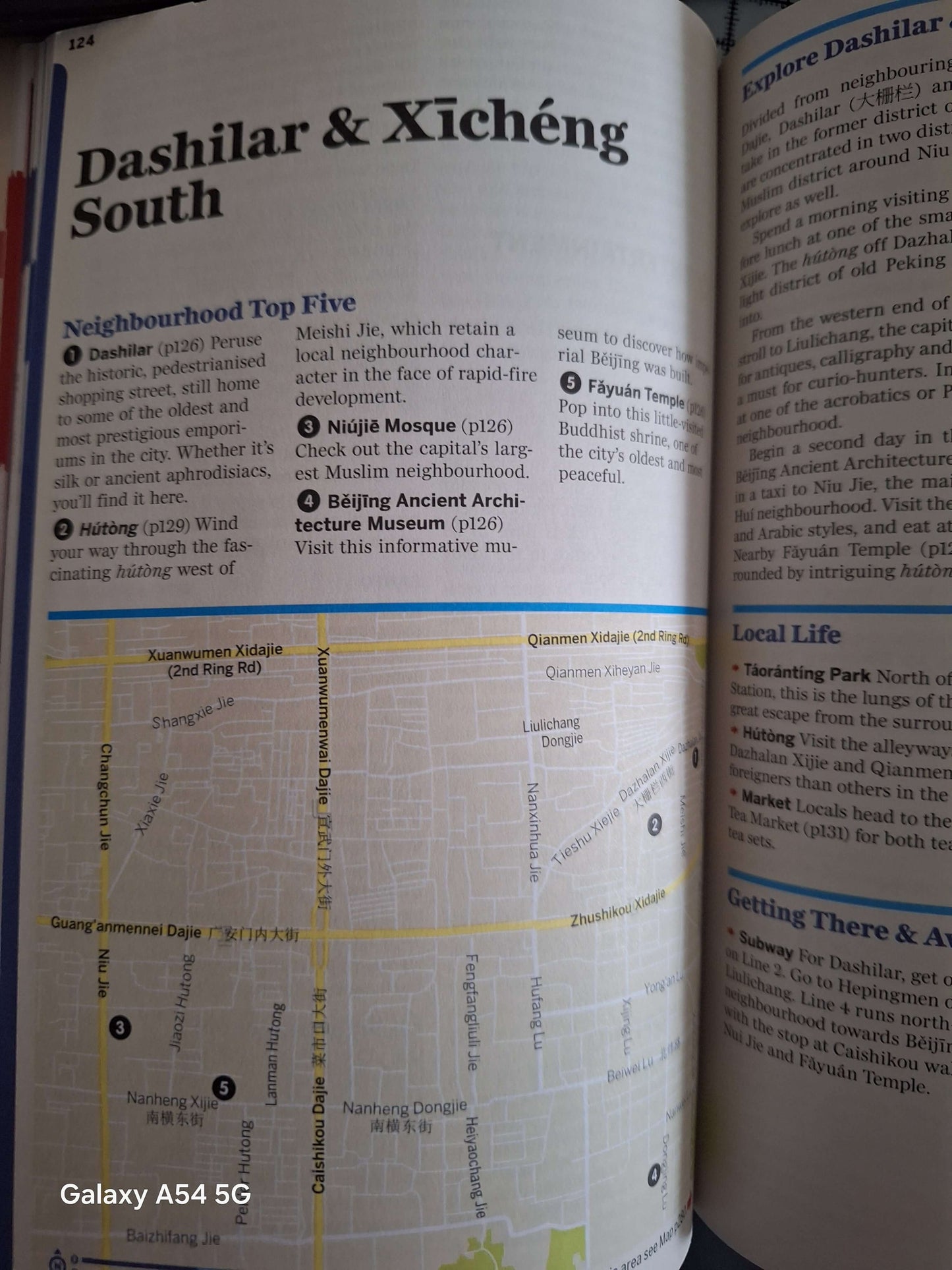 Lonely Planet Beijing Guidebook with Free UK Delivery showing Dashilar & Xicheng South neighborhood map.
