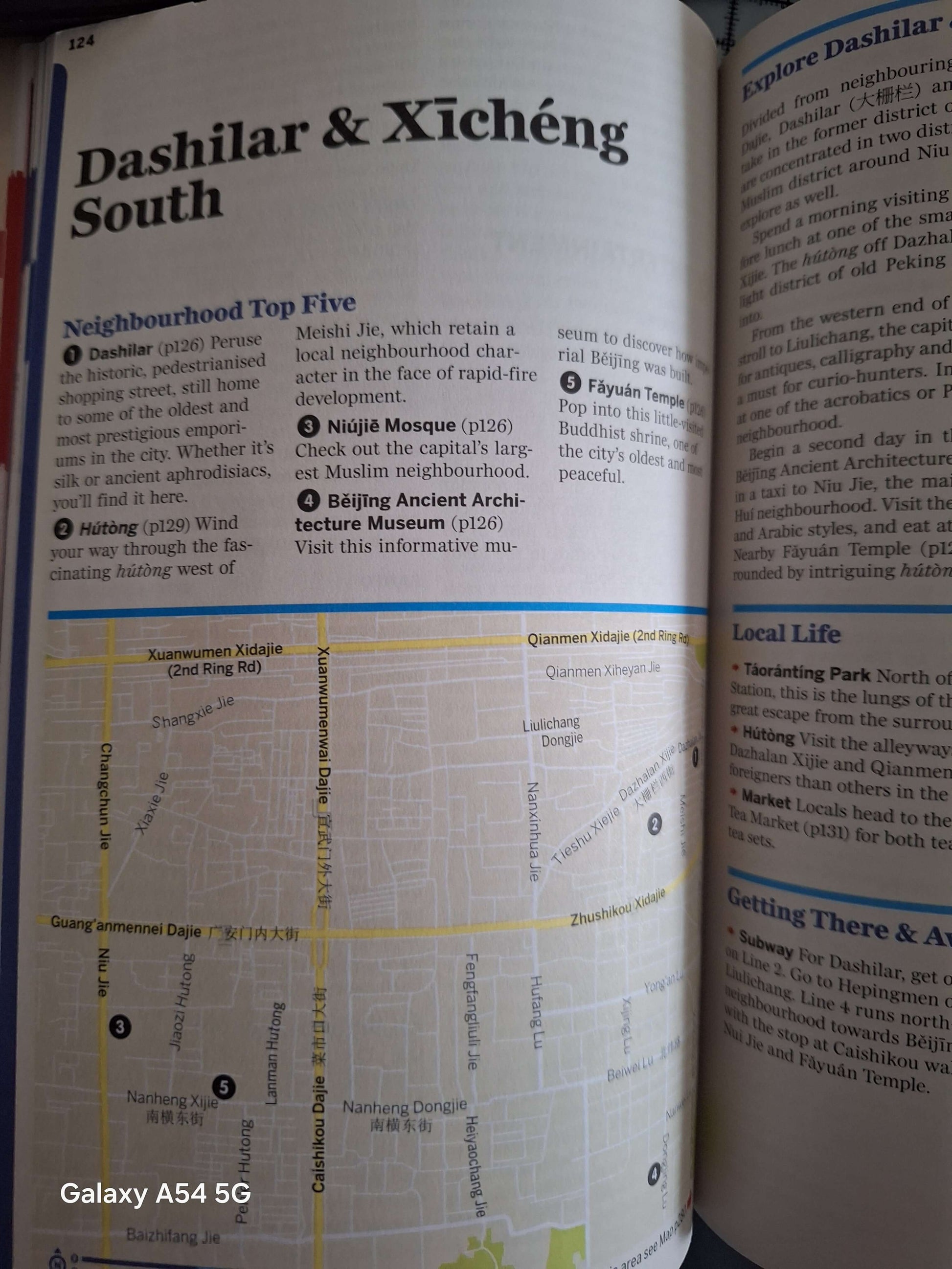 Lonely Planet Beijing Guidebook with Free UK Delivery showing Dashilar & Xicheng South neighborhood map.