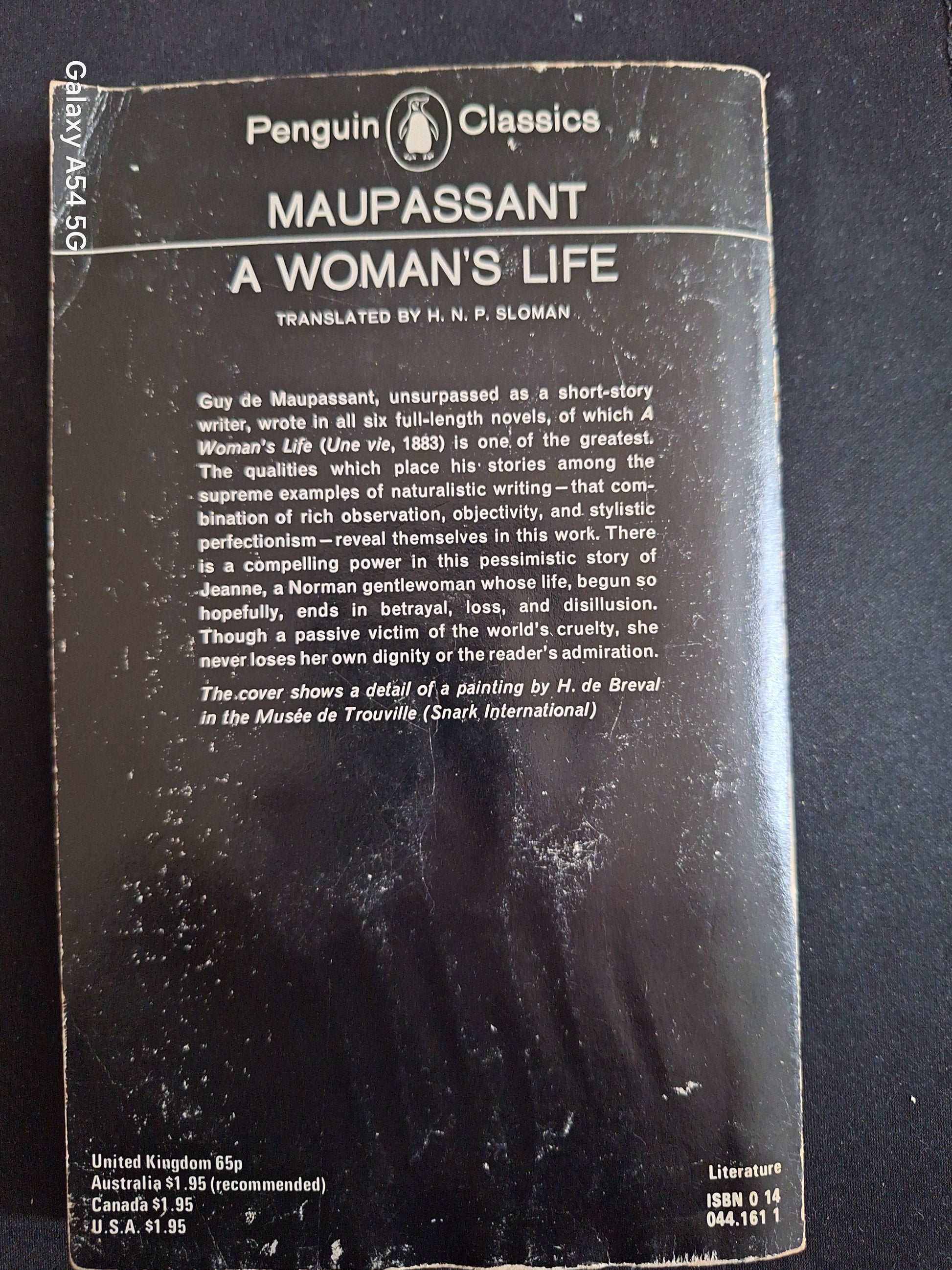 Penguin Classics Maupassant A Woman's Life book cover showing Maupassant books for sale
