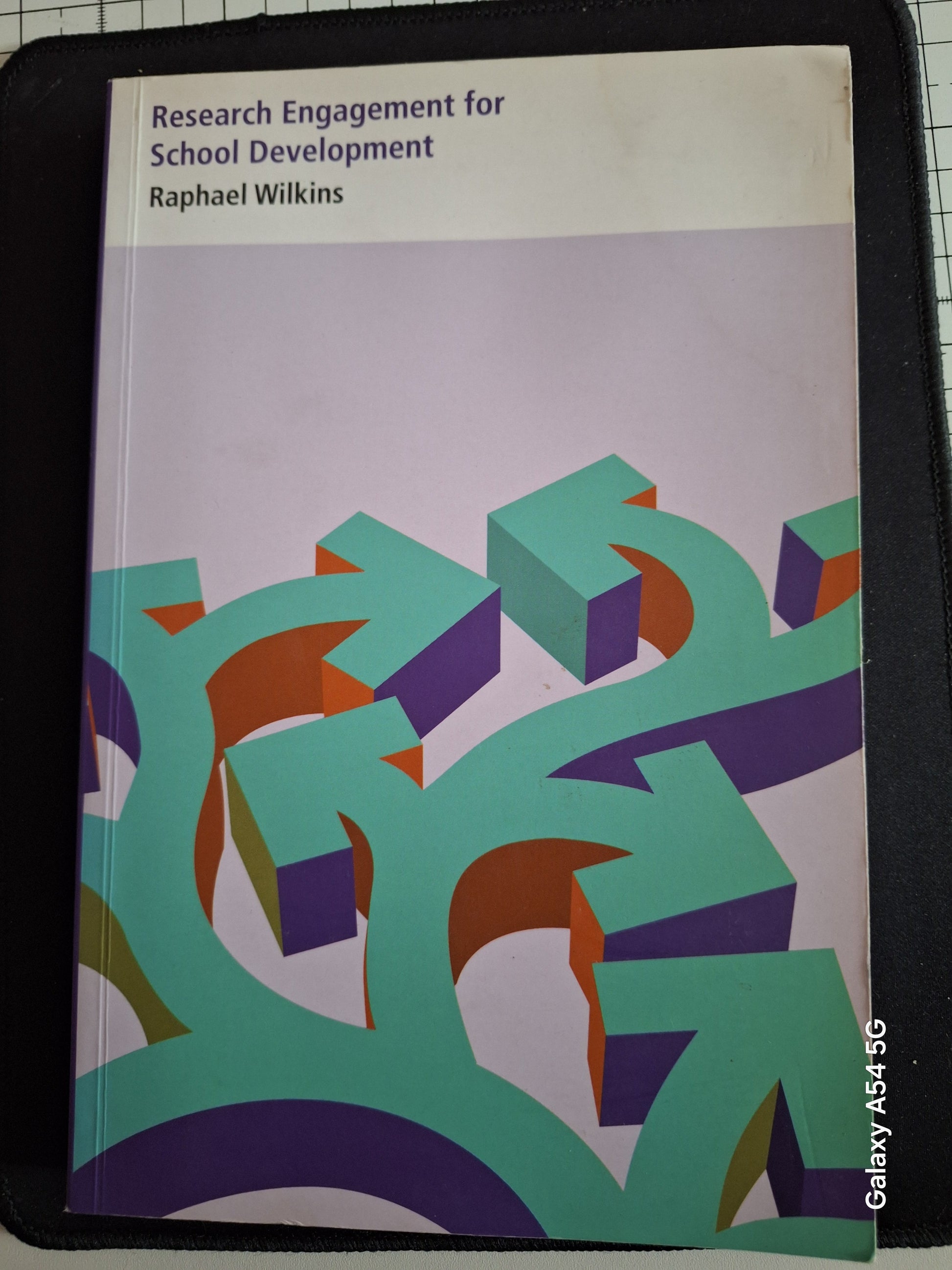  School Development book by Raphael Wilkins with abstract arrow design cover school development research book