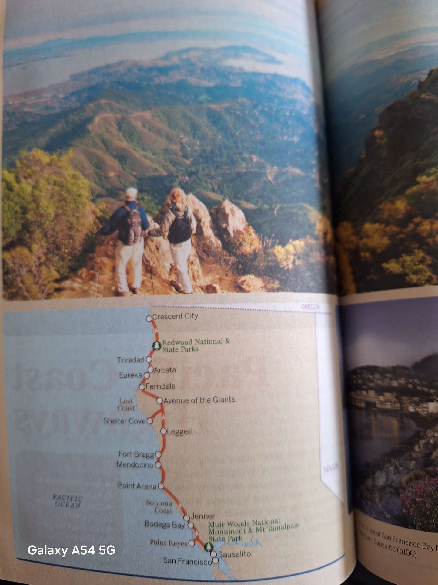Used California travel guide UK featuring scenic views and highlighted routes along the Pacific Coast
